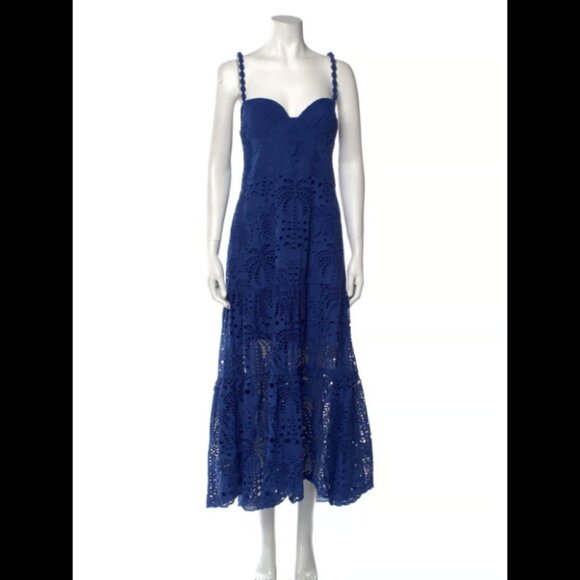 NWT Women’s Farm Rio Deep Blue Palm Lace Midi Dress size XL